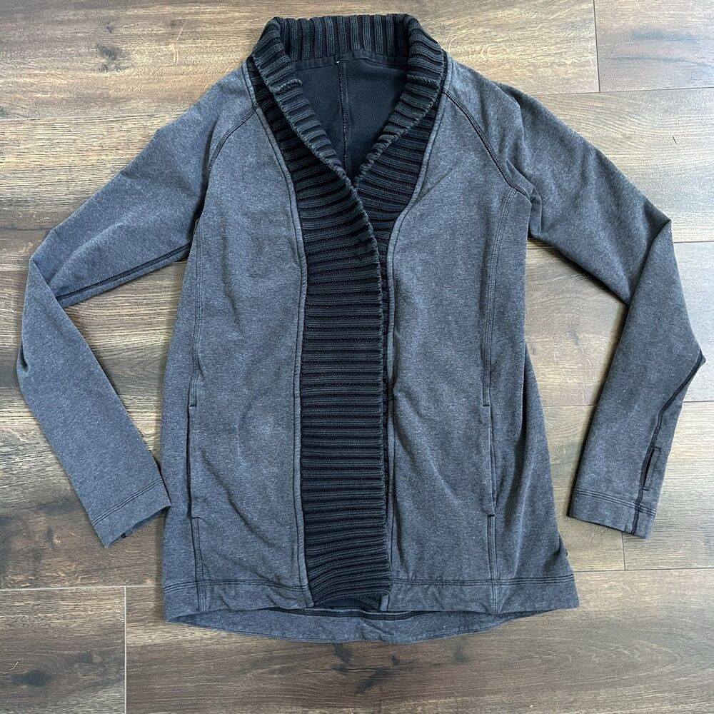 Lululemon Cardigan Women’s Sweater Bliss Break Wrap Snap Closure Gray